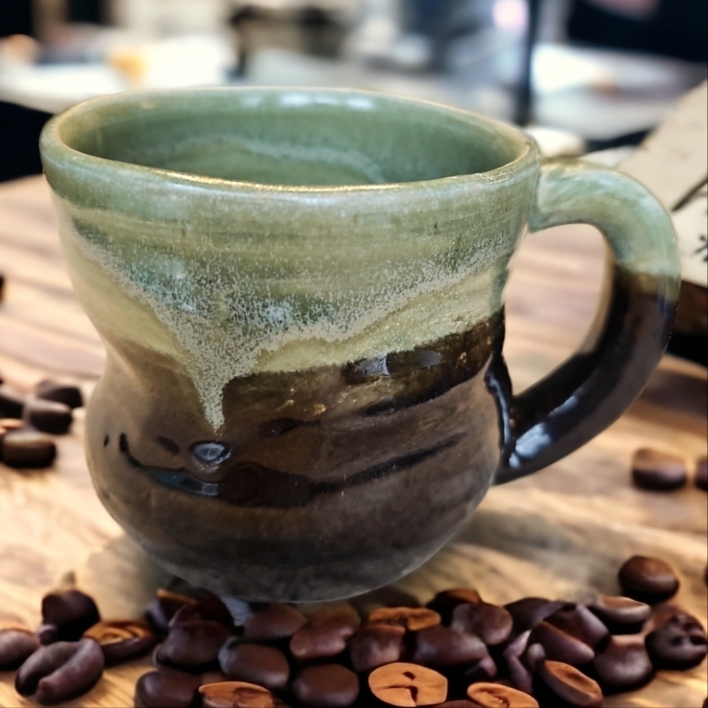 The Potter's House Studio Pottery Sage And Brown Coffee/Tea Mug - OS